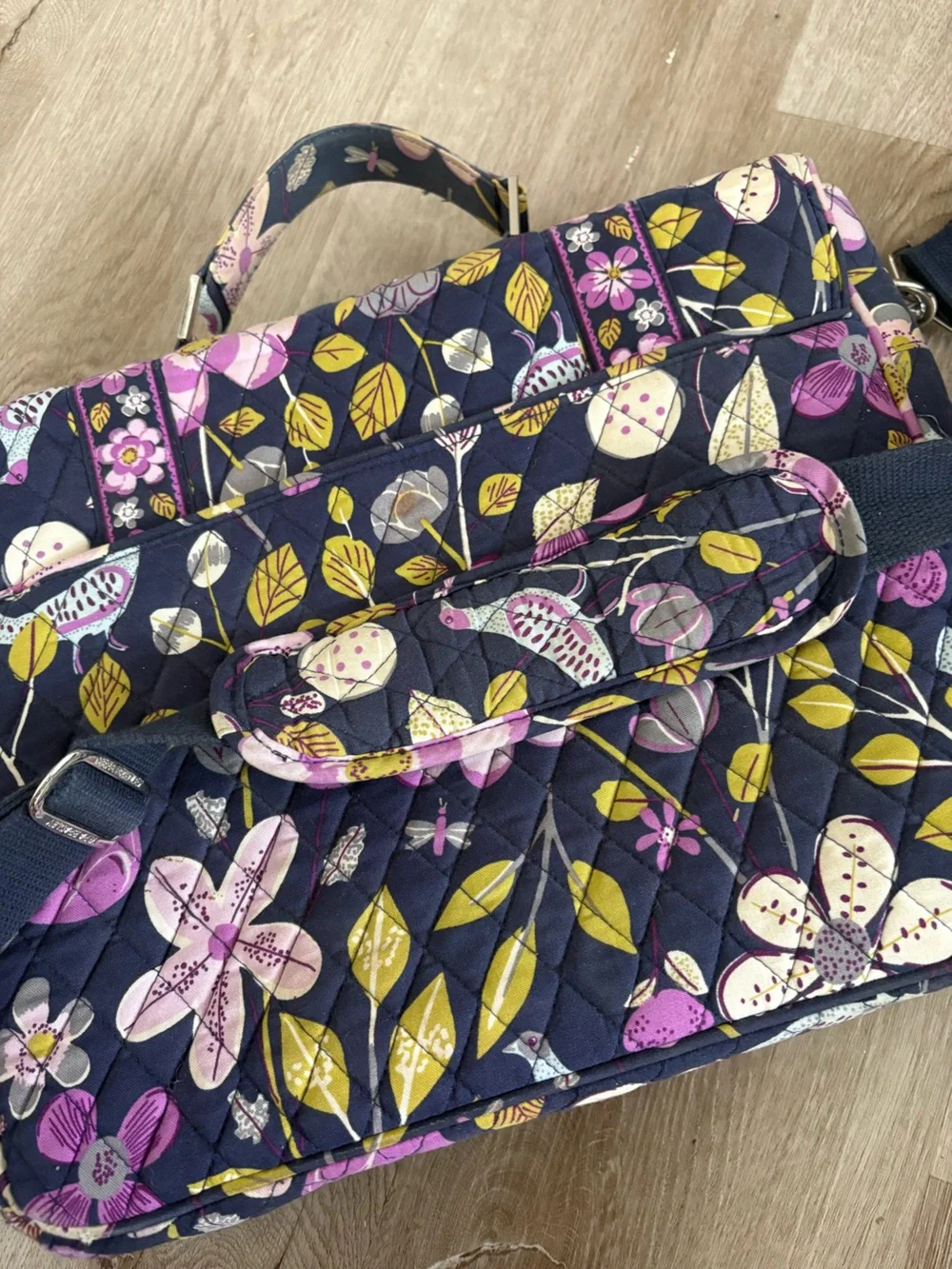 Vintage 2011 Vera Bradley Laptop Shoulder Bag in Floral Nightingale Pattern